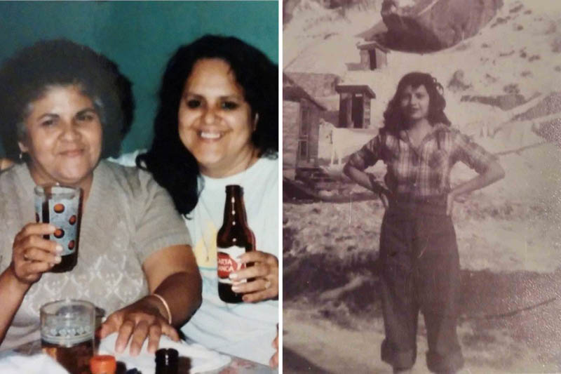 A photo collage of old two old photos of Latinx women.